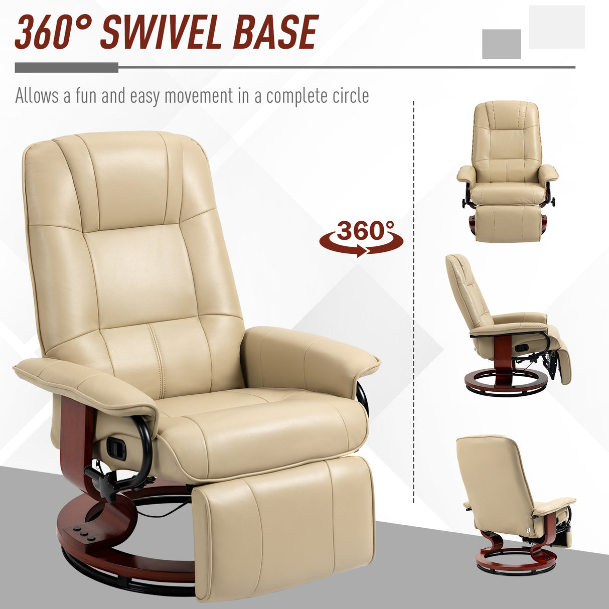 Faux Leather Recliner Chair 78cm Wide With Footrest - Velmora