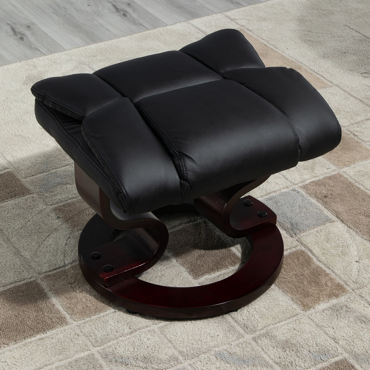 Faux Leather Recliner Chair 80cm Wide With Footstool And Metal Base - Velmora