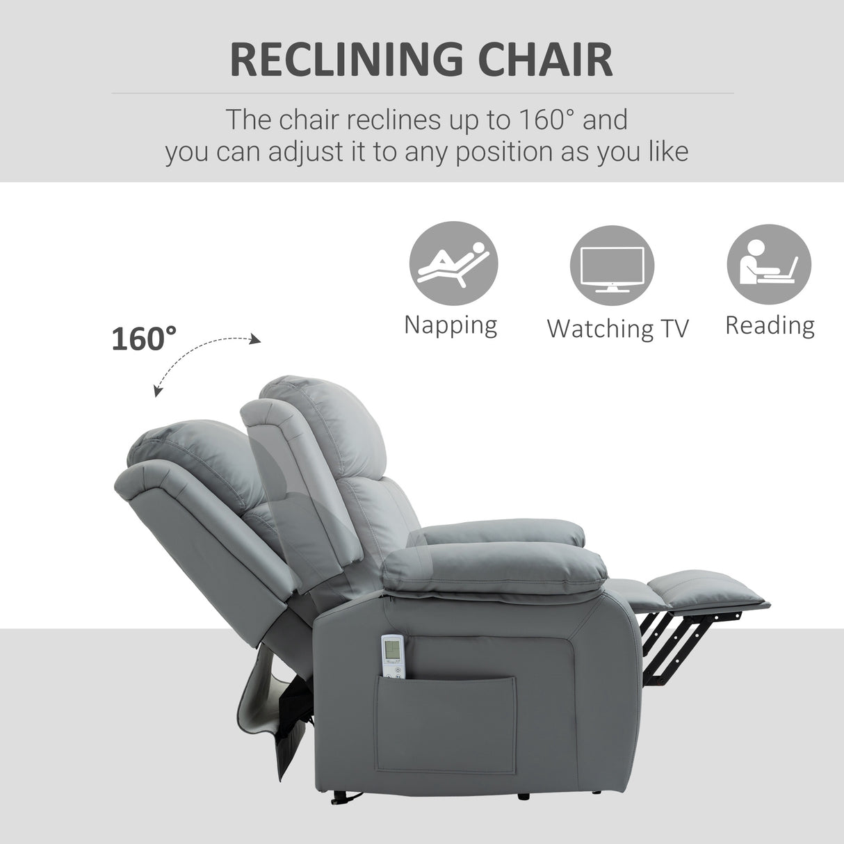 Faux Leather Recliner Chair 82cm Wide - Velmora