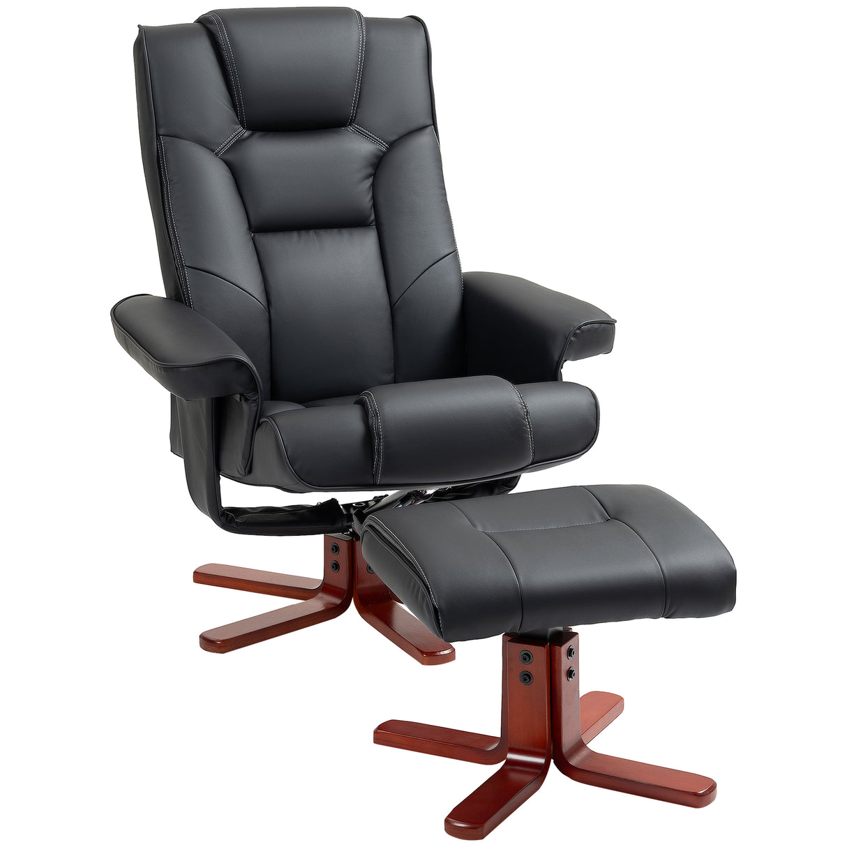 Faux Leather Recliner Chair 84cm Wide With Footstool - Velmora