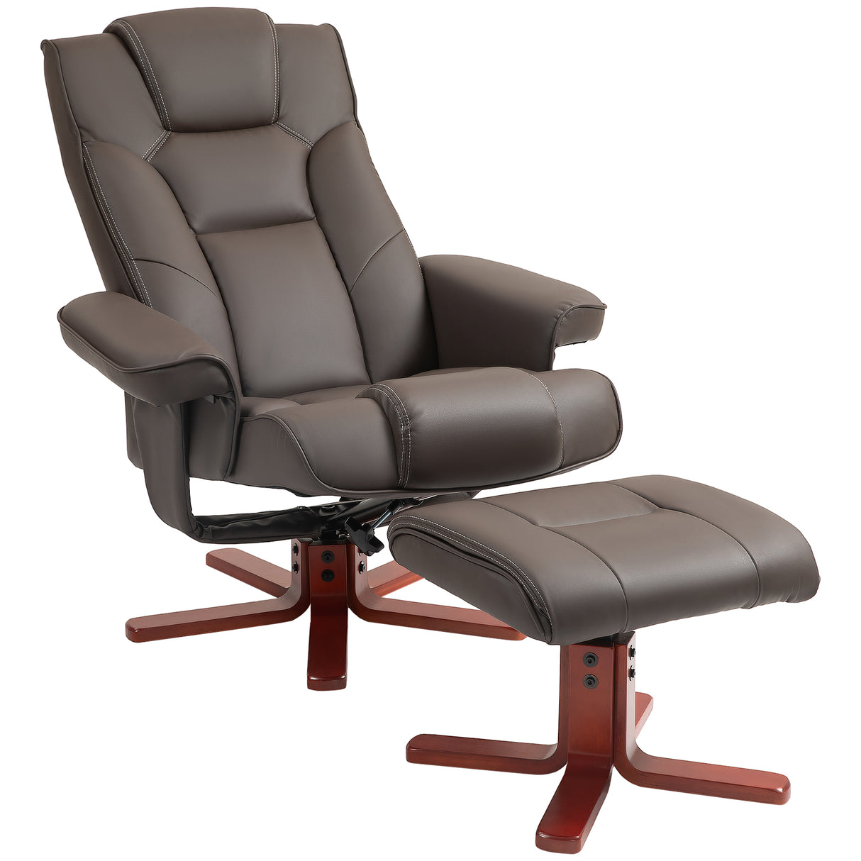 Faux Leather Recliner Chair 84cm Wide With Footstool - Velmora