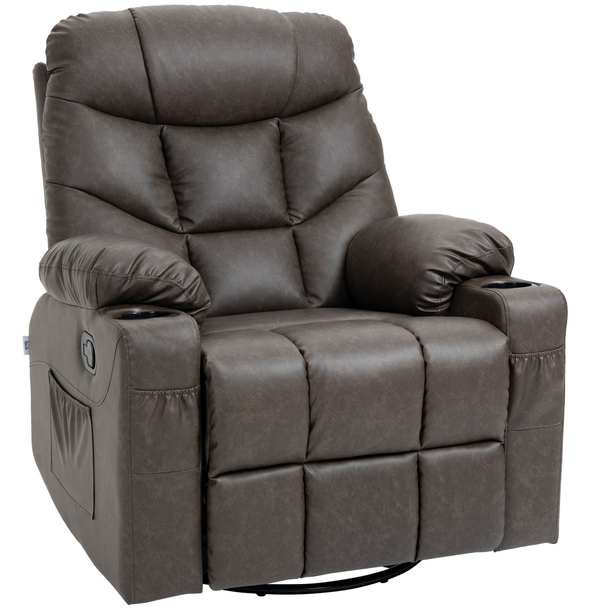 Faux Leather Recliner Chair 86cm Wide With Footrest And 2 Cup Holders - Velmora
