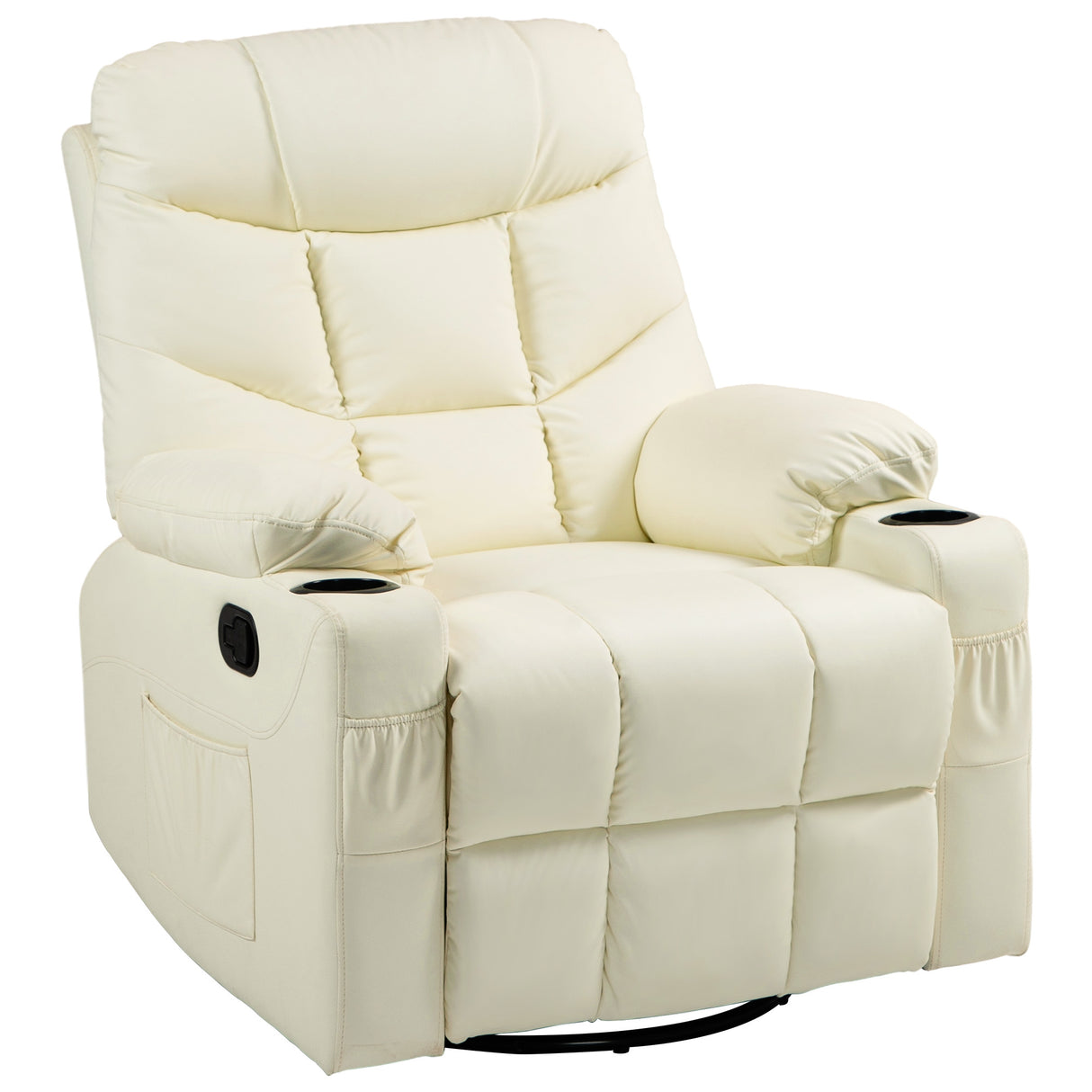 Faux Leather Recliner Chair 86cm Wide With Footrest And 2 Cup Holders - Velmora