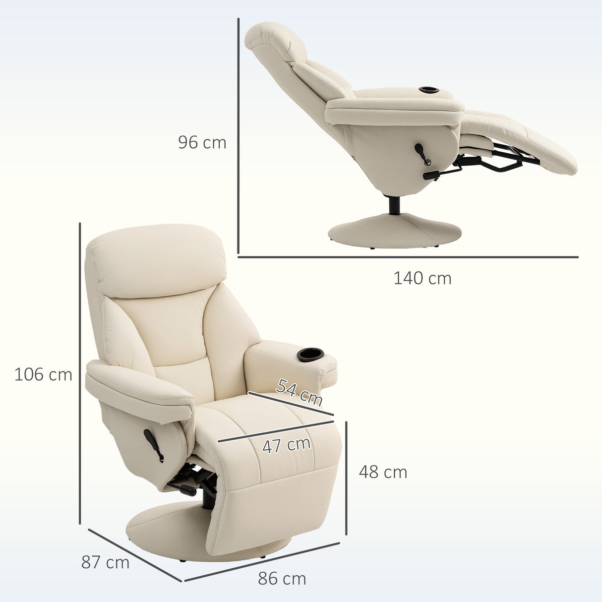 Faux Leather Recliner Chair 86cm Wide With Footrest - Velmora