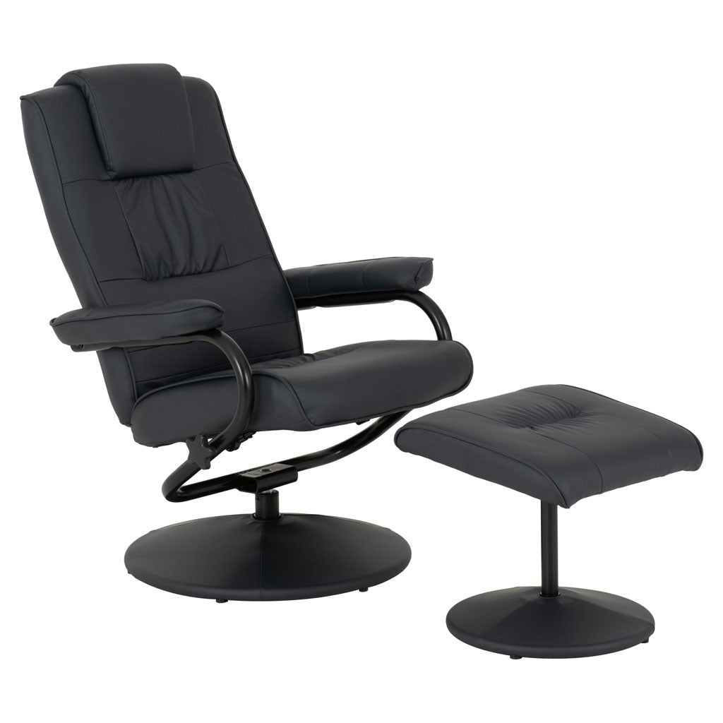 Faux Leather Recliner Chair And Footstool - Ascot
