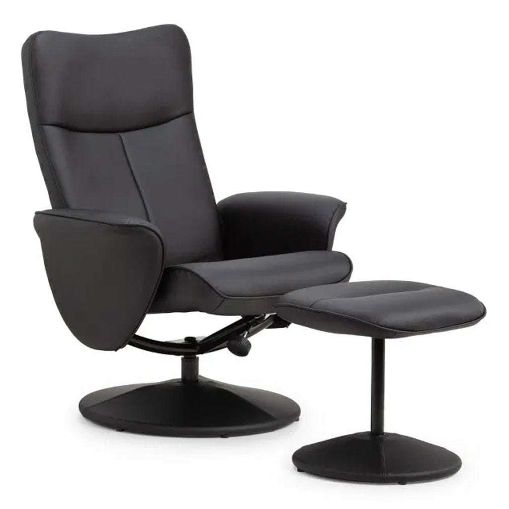Faux Leather Recliner Chair With Stool - Lugano