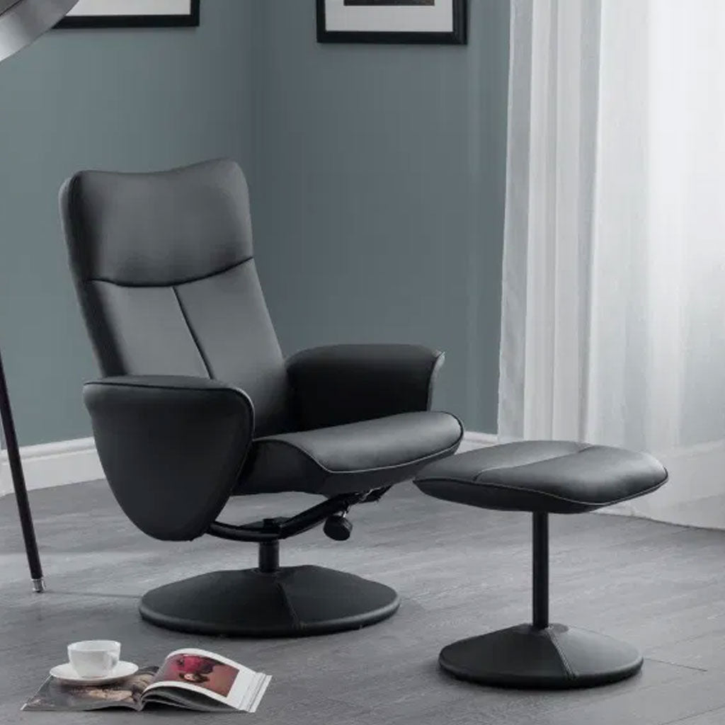 Faux Leather Recliner Chair With Stool - Lugano