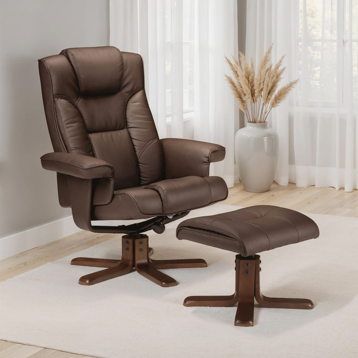 Faux Leather Recliner Chair With Stool - Malmo