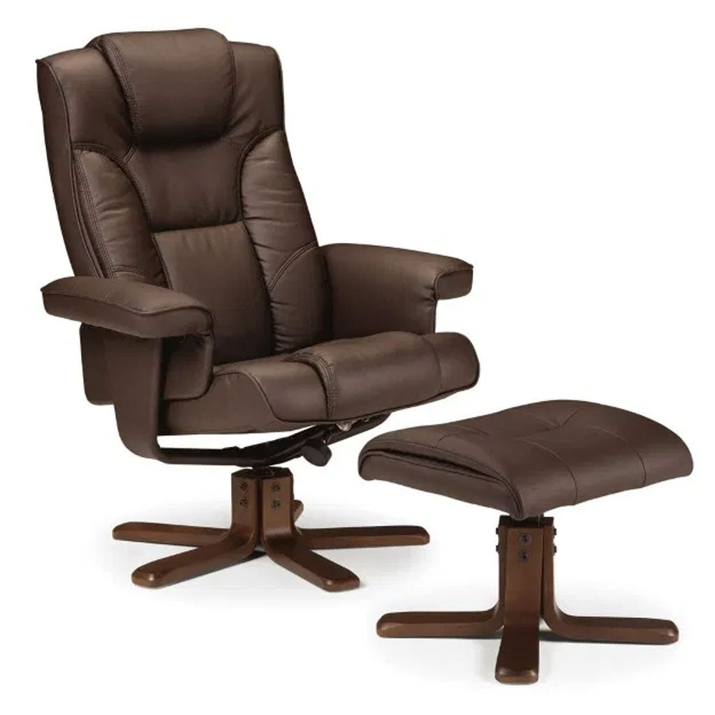 Faux Leather Recliner Chair With Stool - Malmo