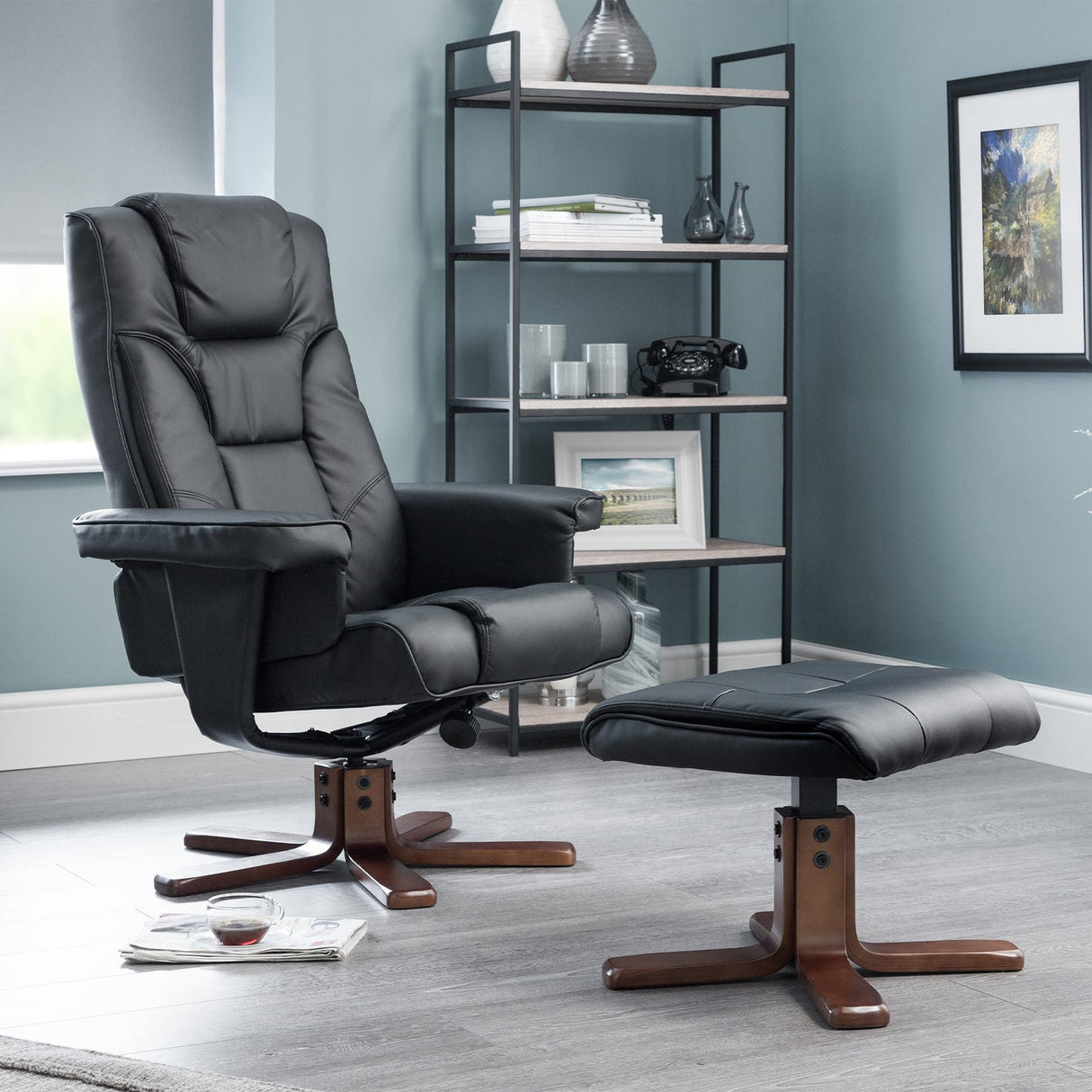 Faux Leather Recliner Chair With Stool - Malmo