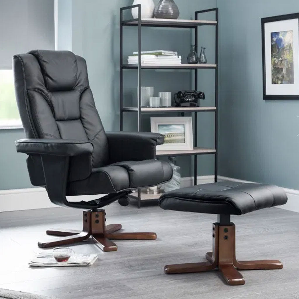 Faux Leather Recliner Chair With Stool - Malmo