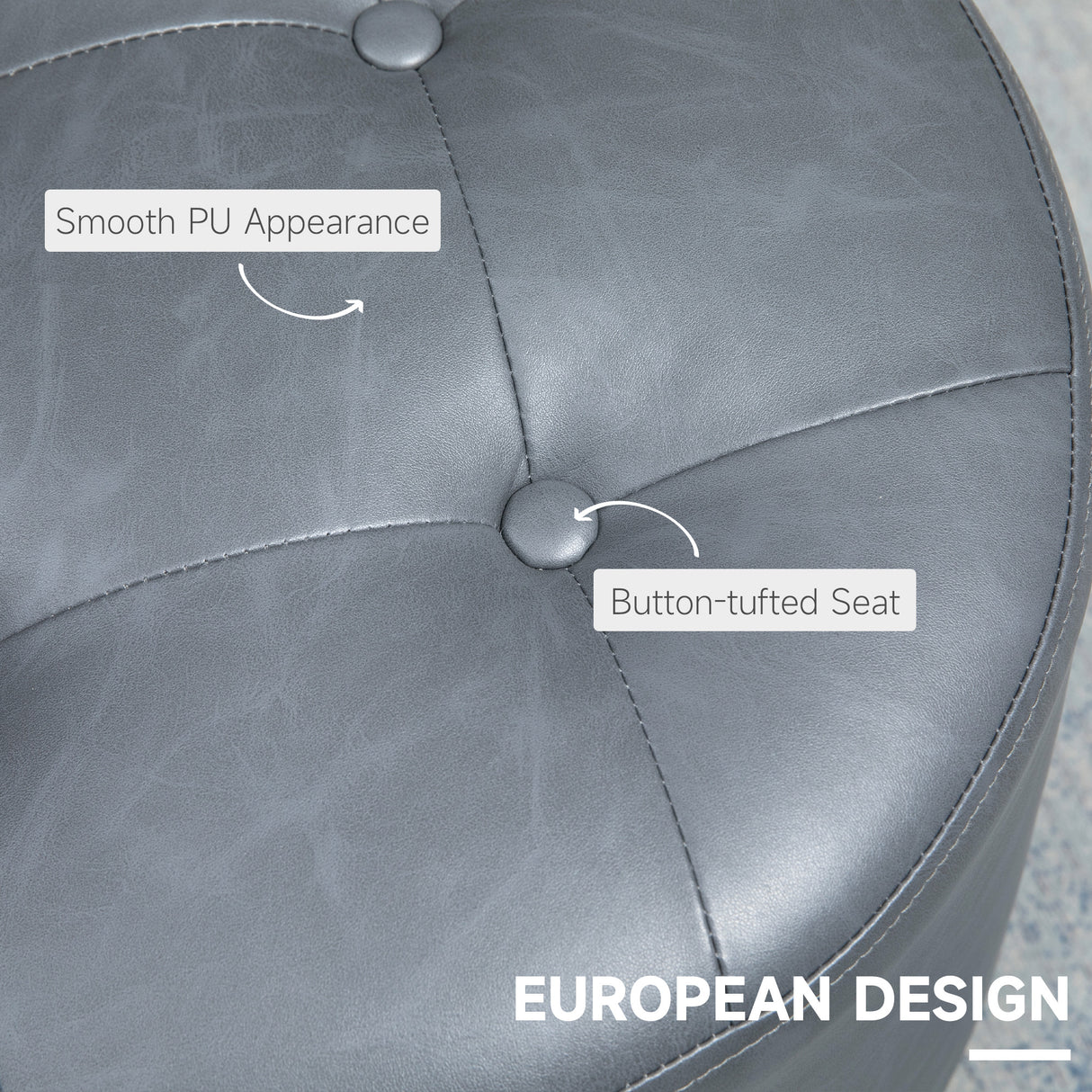Faux Leather Storage Ottoman 45.5cm Wide Round - Velmora