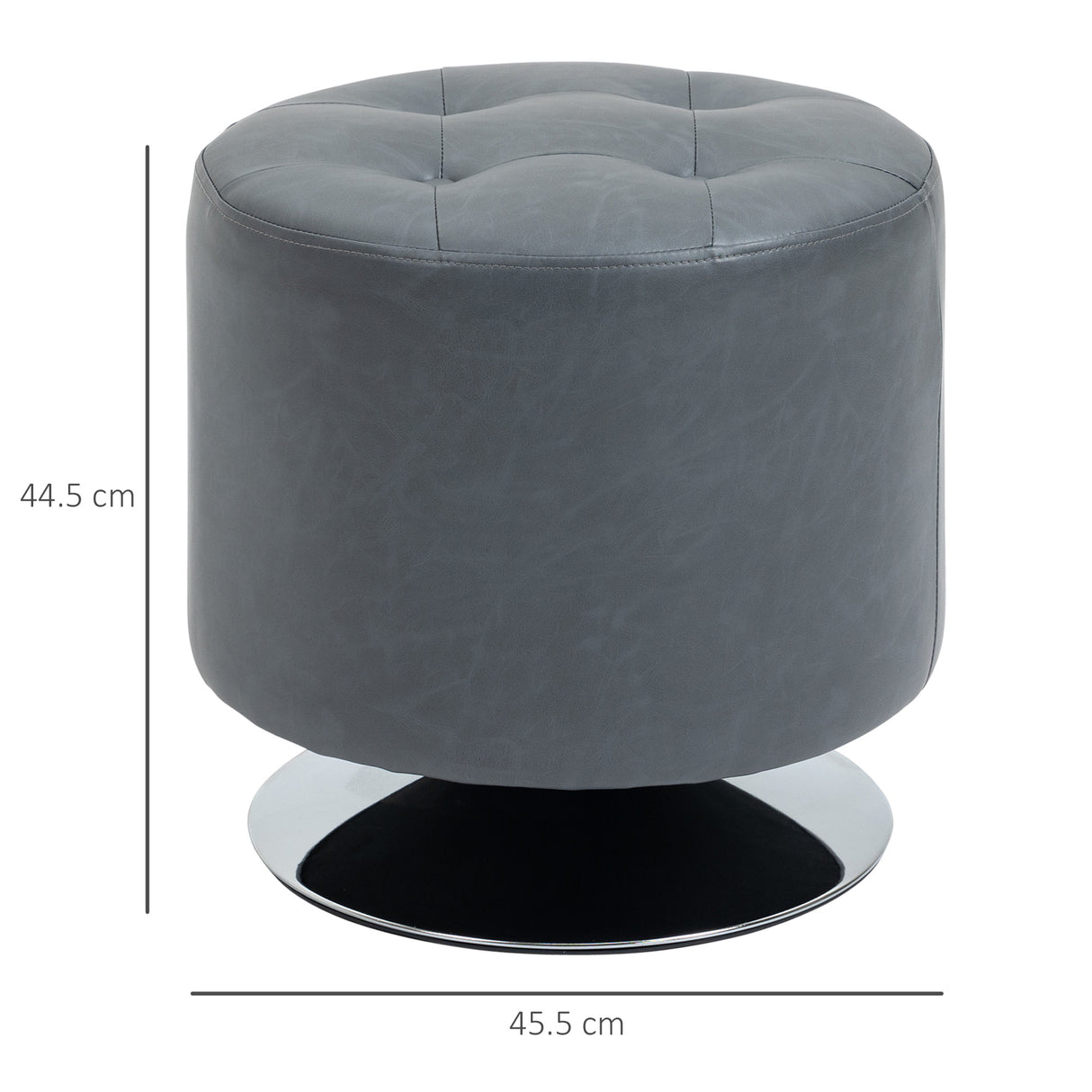 Faux Leather Storage Ottoman 45.5cm Wide Round - Velmora