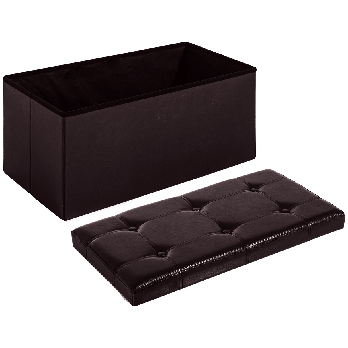 Faux Leather Storage Ottoman 76cm Wide - Velmora