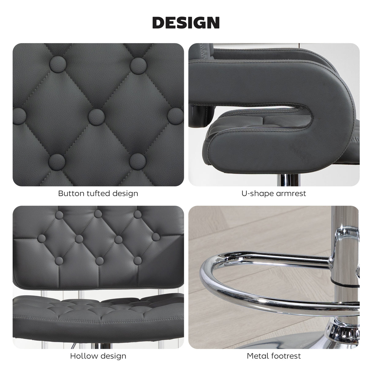 Faux Leather Swivel Bar Stool With Back - Velmora