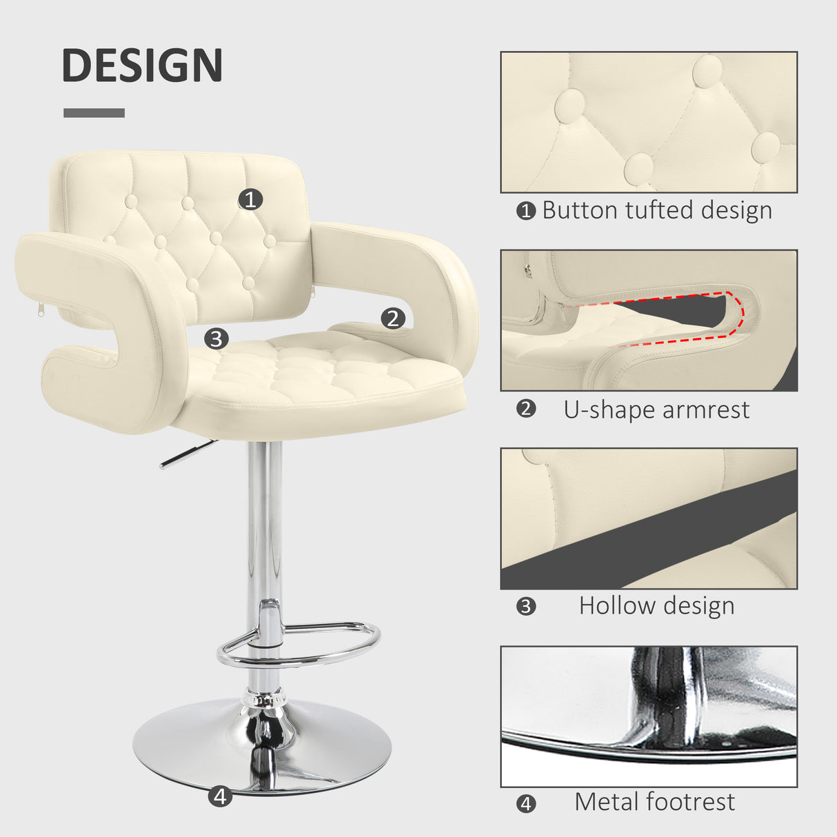 Faux Leather Swivel Bar Stool With Back - Velmora