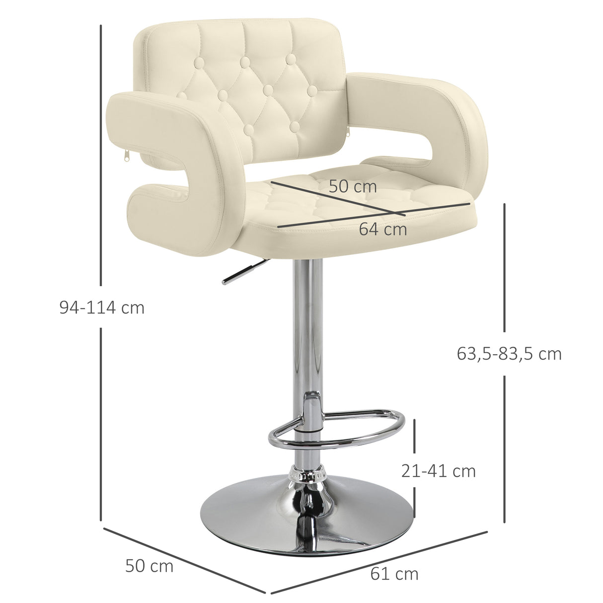 Faux Leather Swivel Bar Stool With Back - Velmora