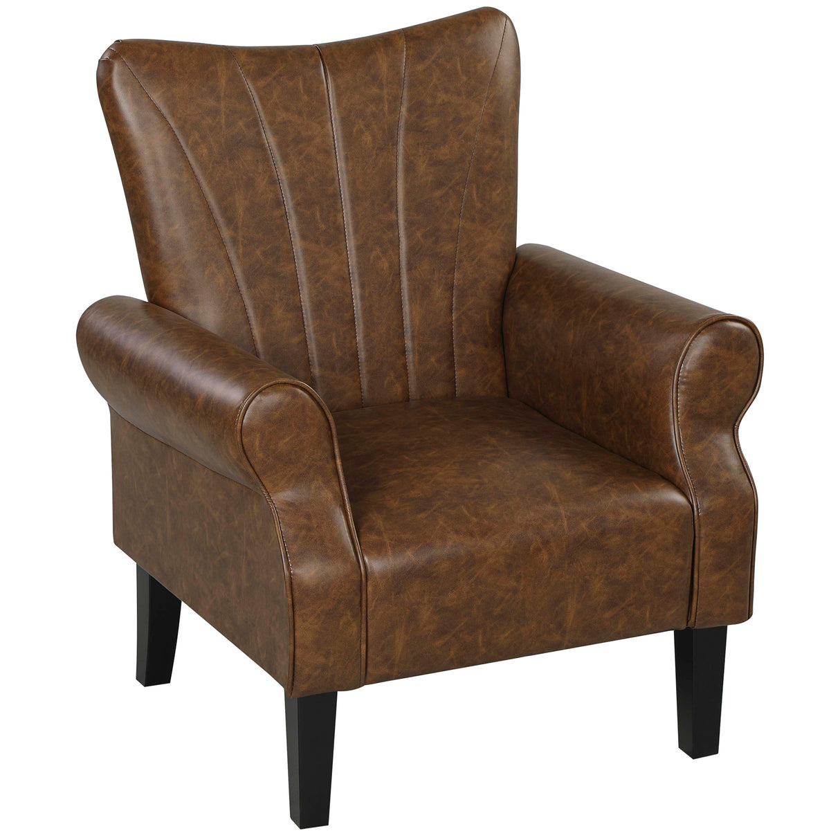 Faux Leather Upholstered Accent Chair With Rolled Arms 80cm Wide - Velmora