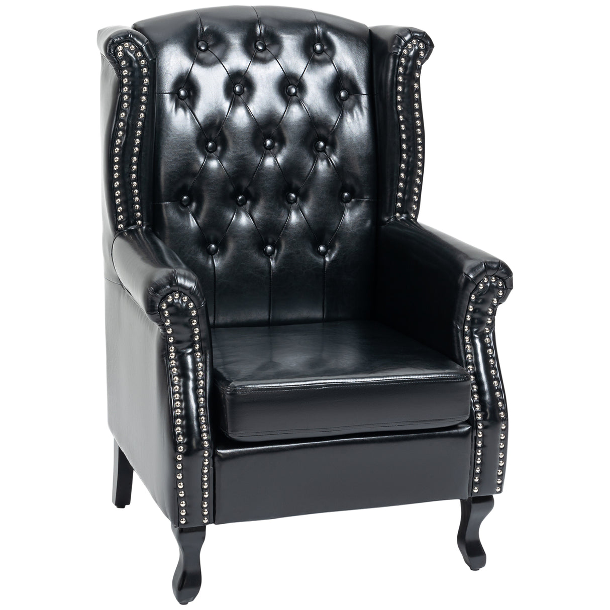 Faux Leather Wingback Chesterfield Accent Chair 72cm Wide - Velmora