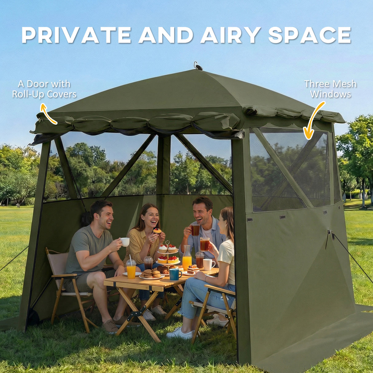 Fibreglass Pop Up Gazebo Waterproof Instant Shelter 198cm Width x 198cm Depth - Velmora