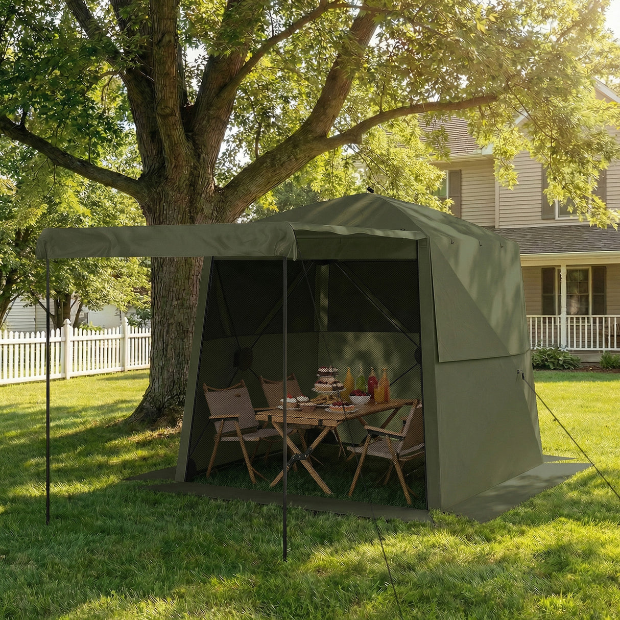 Fibreglass Pop Up Gazebo Waterproof Instant Shelter 198cm Width x 198cm Depth - Velmora
