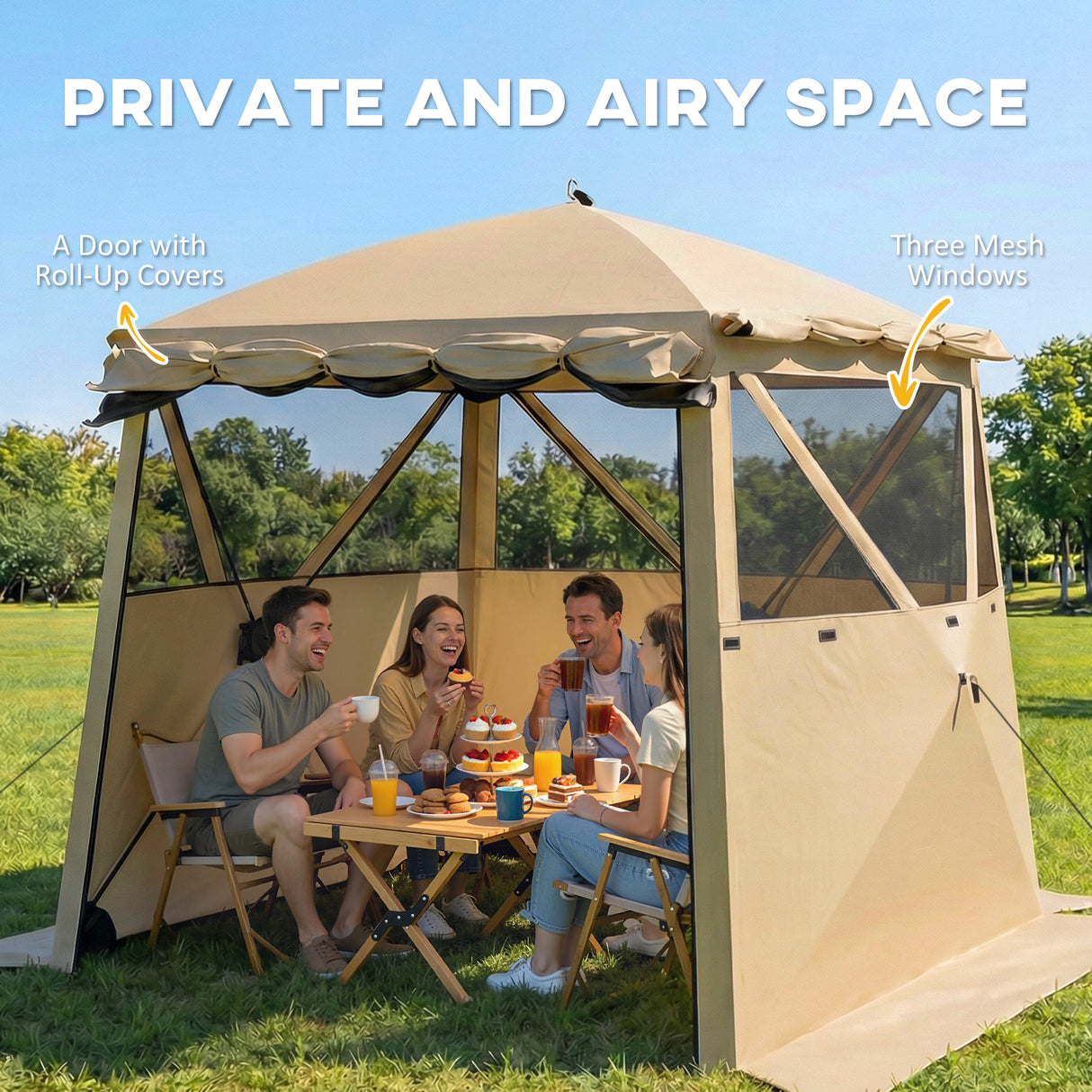 Fibreglass Pop Up Gazebo Waterproof Instant Shelter 198cm Width x 198cm Depth - Velmora