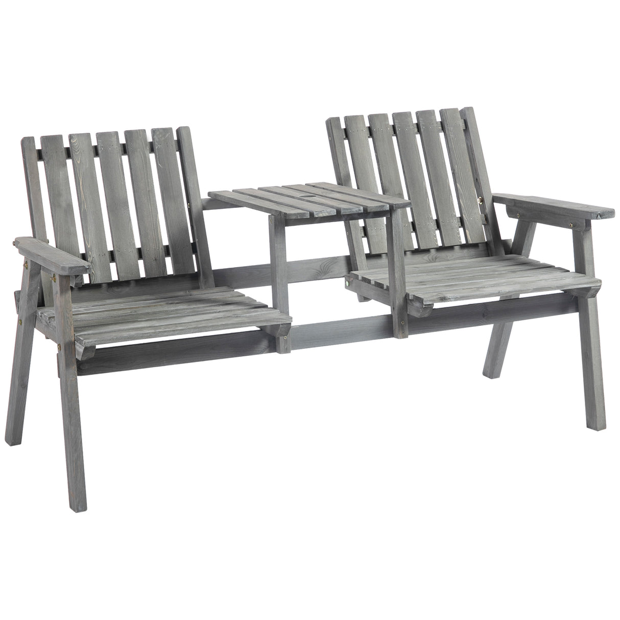 Fir Wood 2 Seater Garden Bench Antique Loveseat for Yard - Velmora