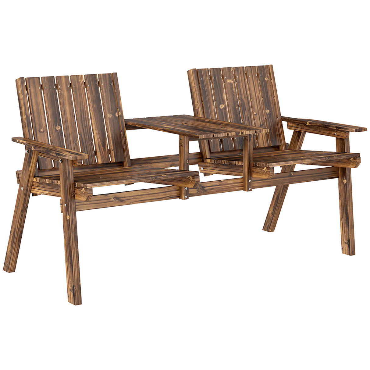 Fir Wood 2 Seater Garden Bench Antique Loveseat for Yard - Velmora