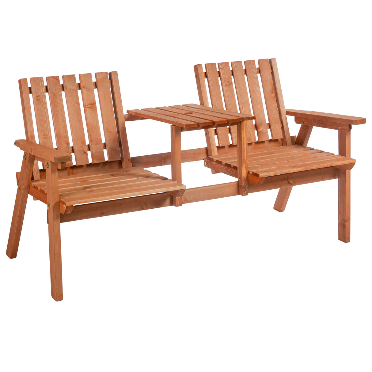 Fir Wood 2 Seater Garden Bench Antique Loveseat for Yard - Velmora