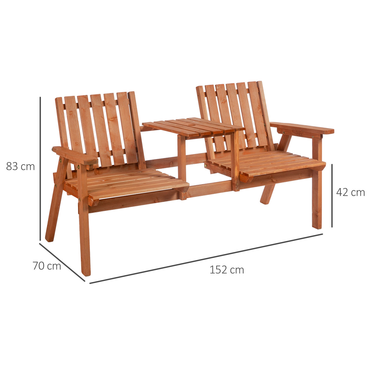 Fir Wood 2 Seater Garden Bench Antique Loveseat for Yard - Velmora