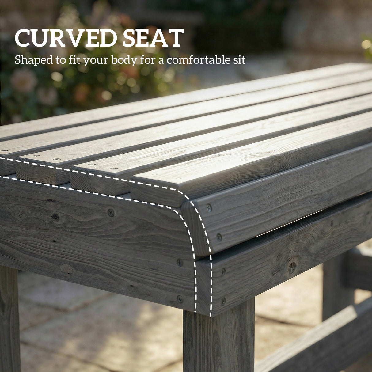 Fir Wood 2 Seater Garden Bench Backless Patio Bench - Velmora