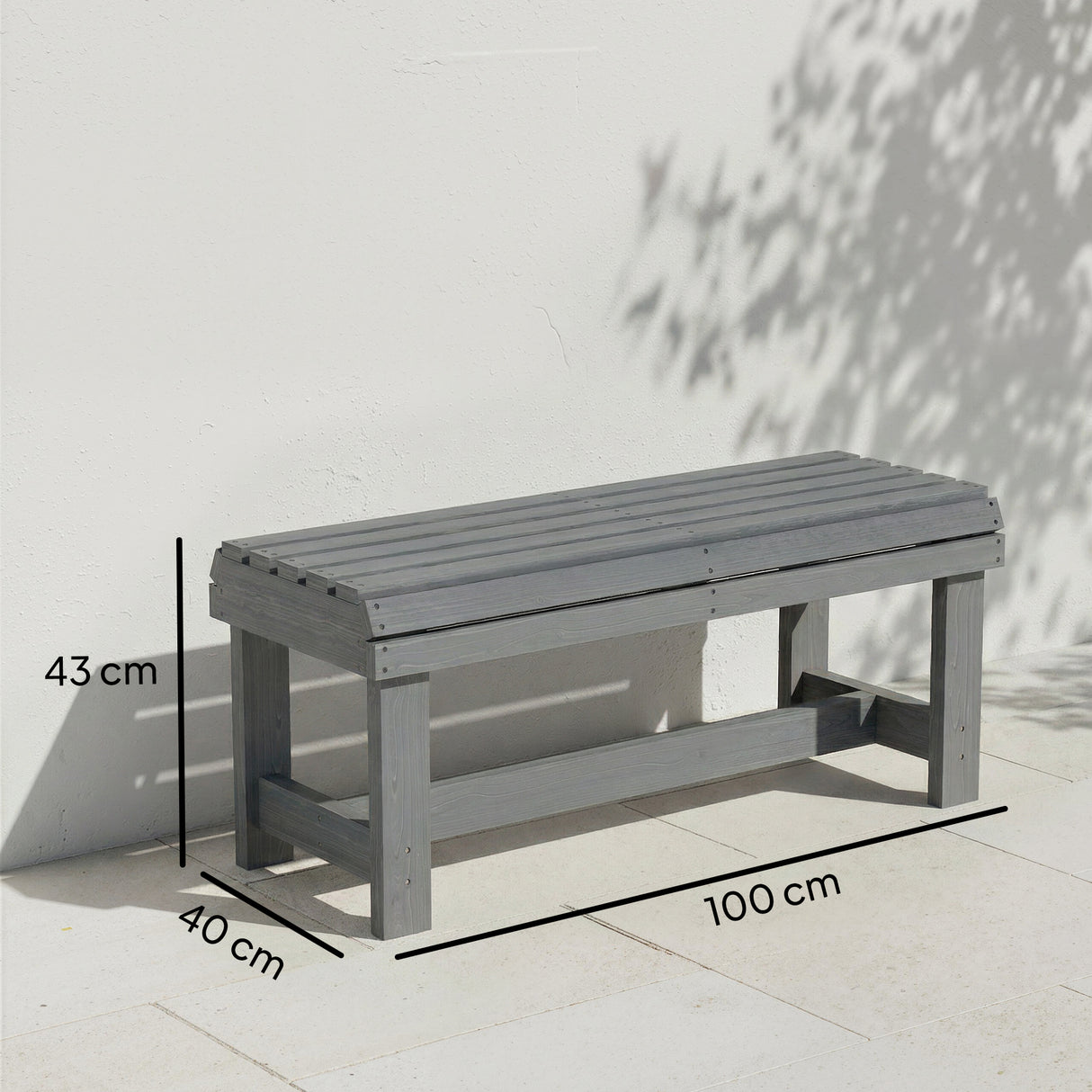 Fir Wood 2 Seater Garden Bench Backless Patio Bench - Velmora