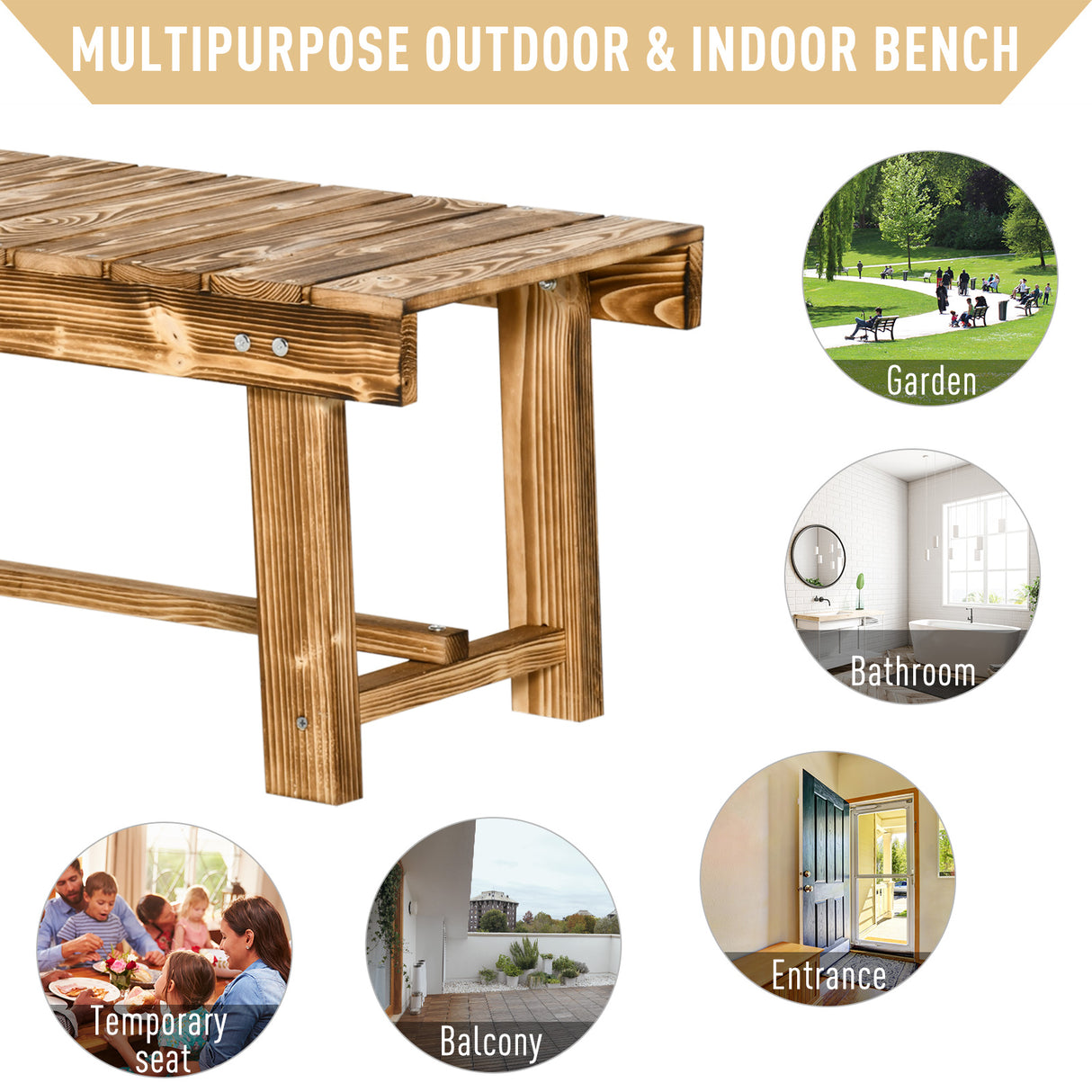 Fir Wood 2 Seater Garden Bench Patio Loveseat - Velmora