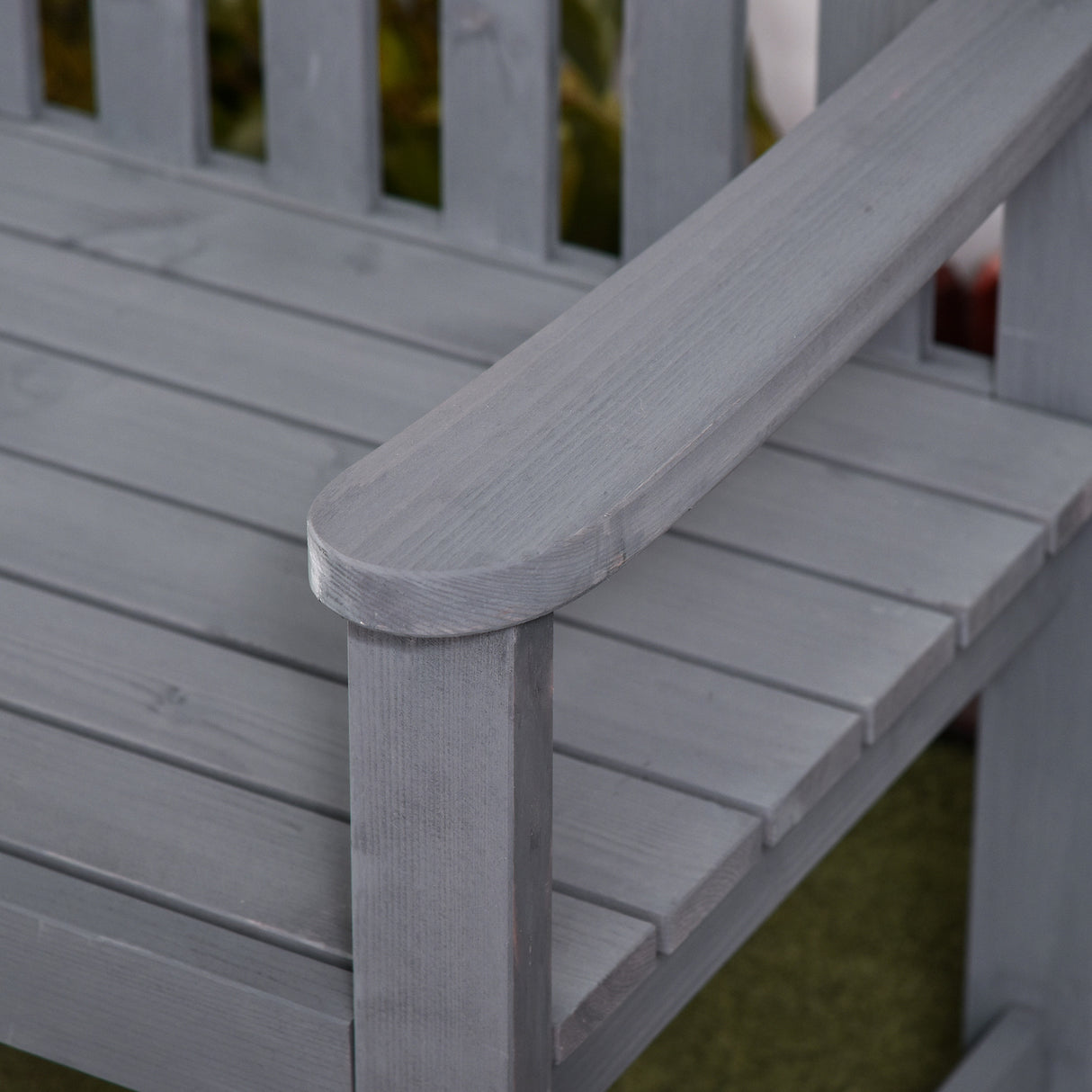 Fir Wood 2 Seater Garden Bench With Armrest - Velmora