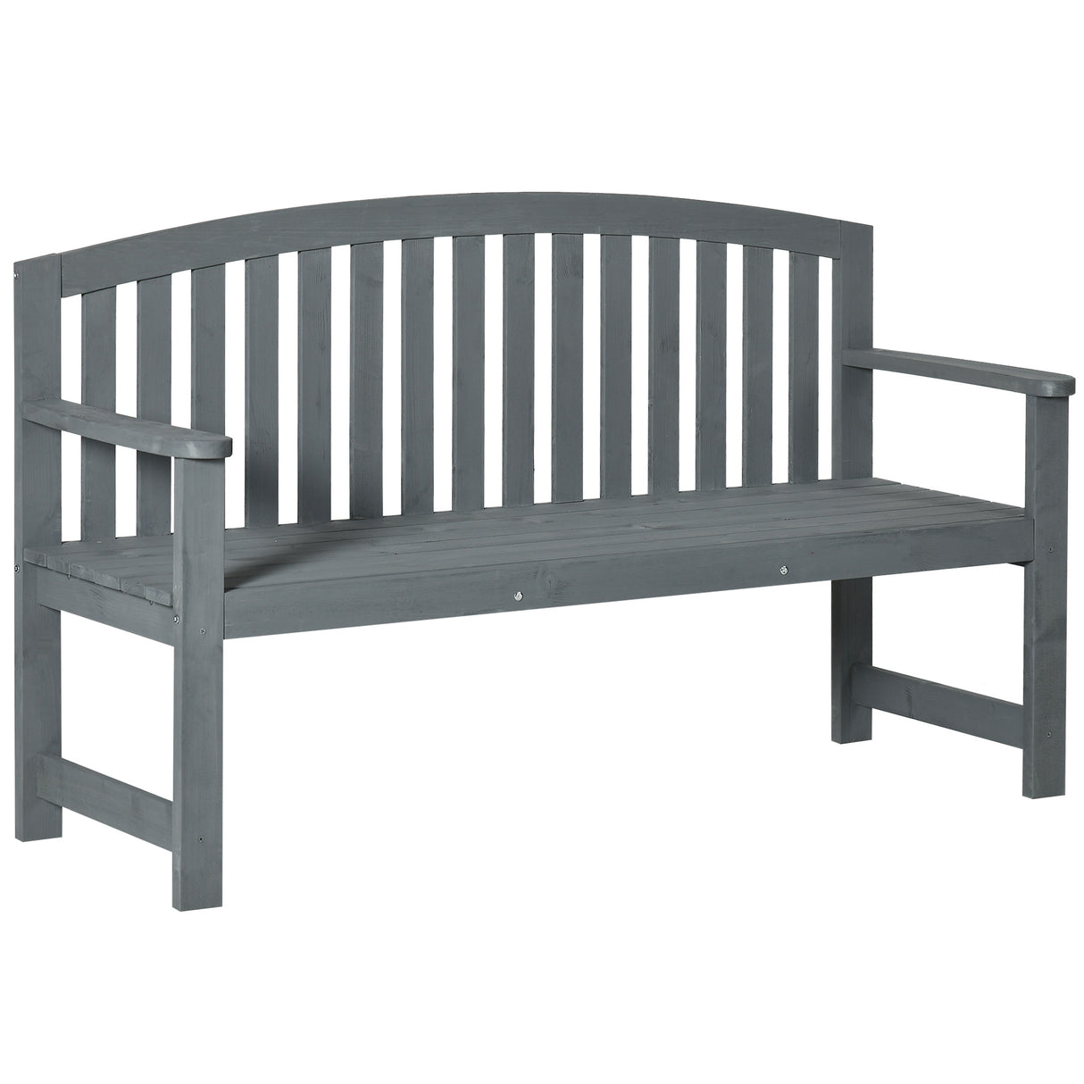 Fir Wood 2 Seater Garden Bench With Armrest - Velmora