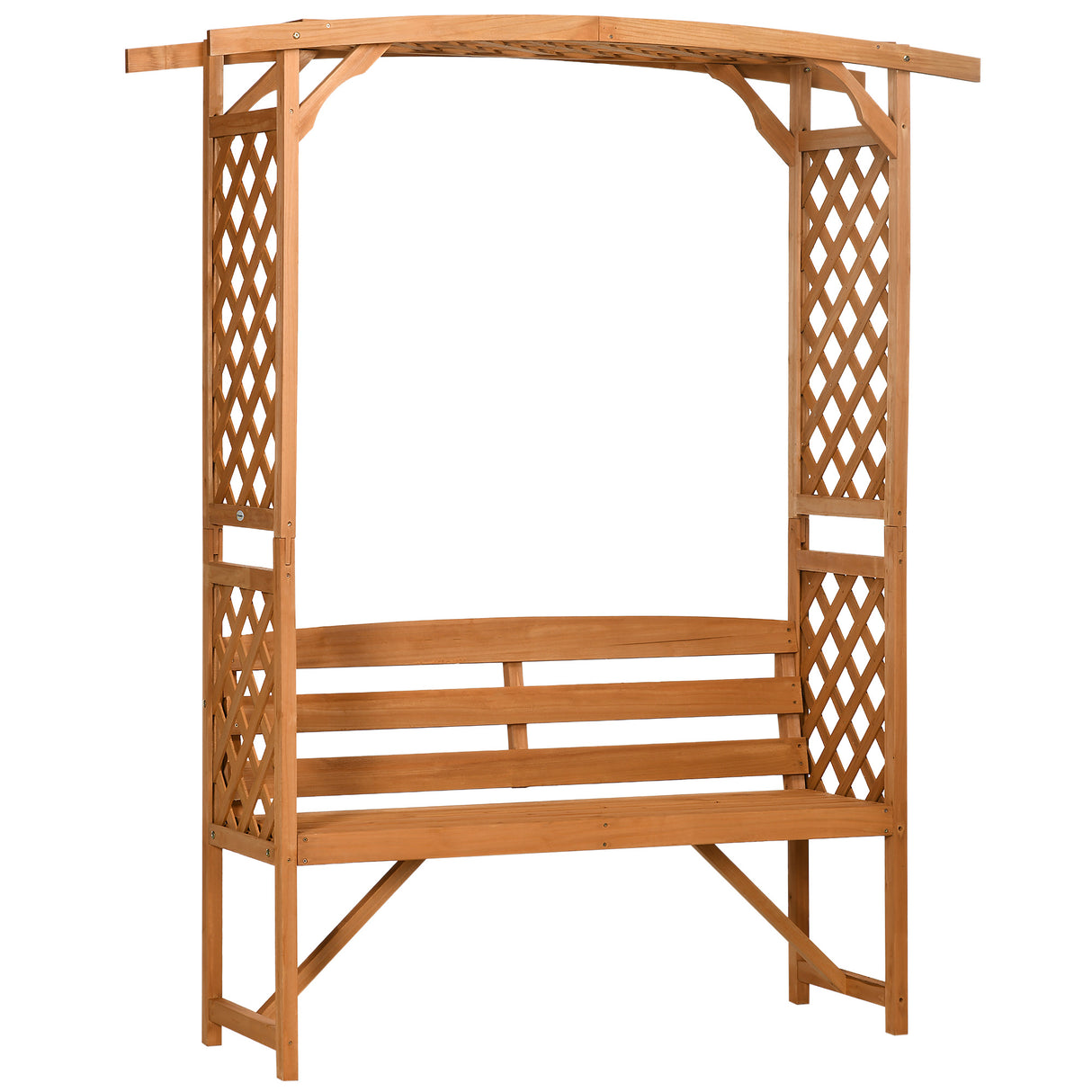 Fir Wood 2 Seater Garden Bench With Garden Arbour - Velmora