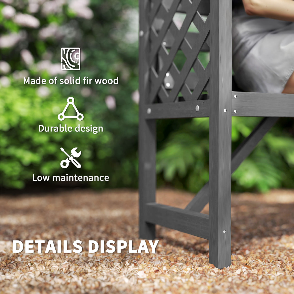Fir Wood 2 Seater Garden Bench With Garden Arbour - Velmora