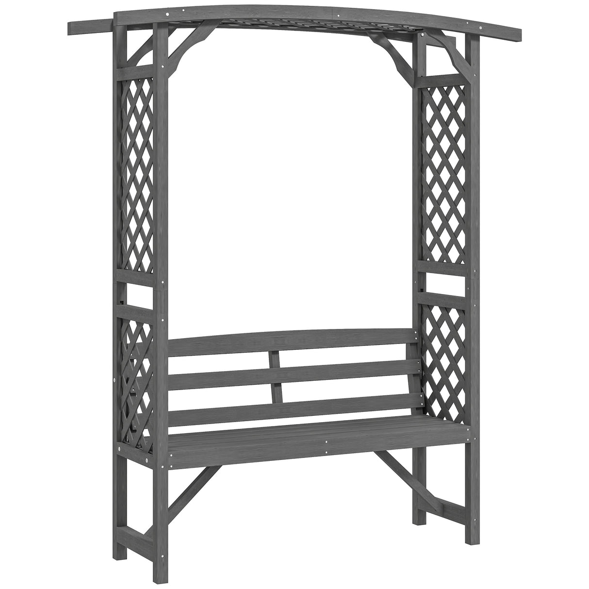 Fir Wood 2 Seater Garden Bench With Garden Arbour - Velmora