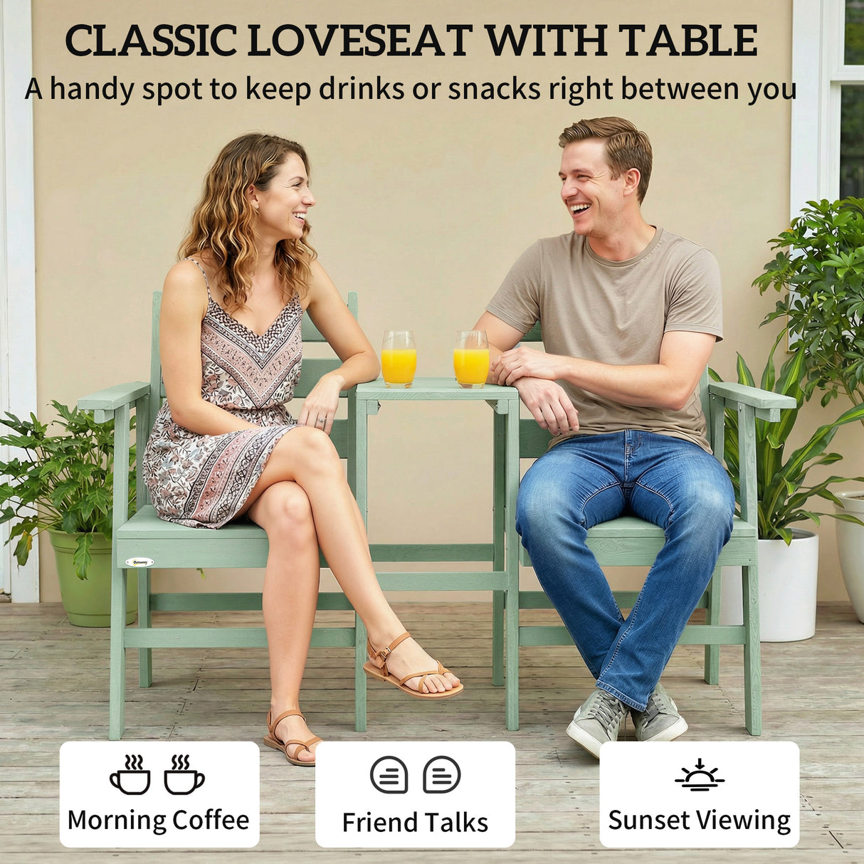 Fir Wood 2 Seater Garden Bench Loveseat - Velmora