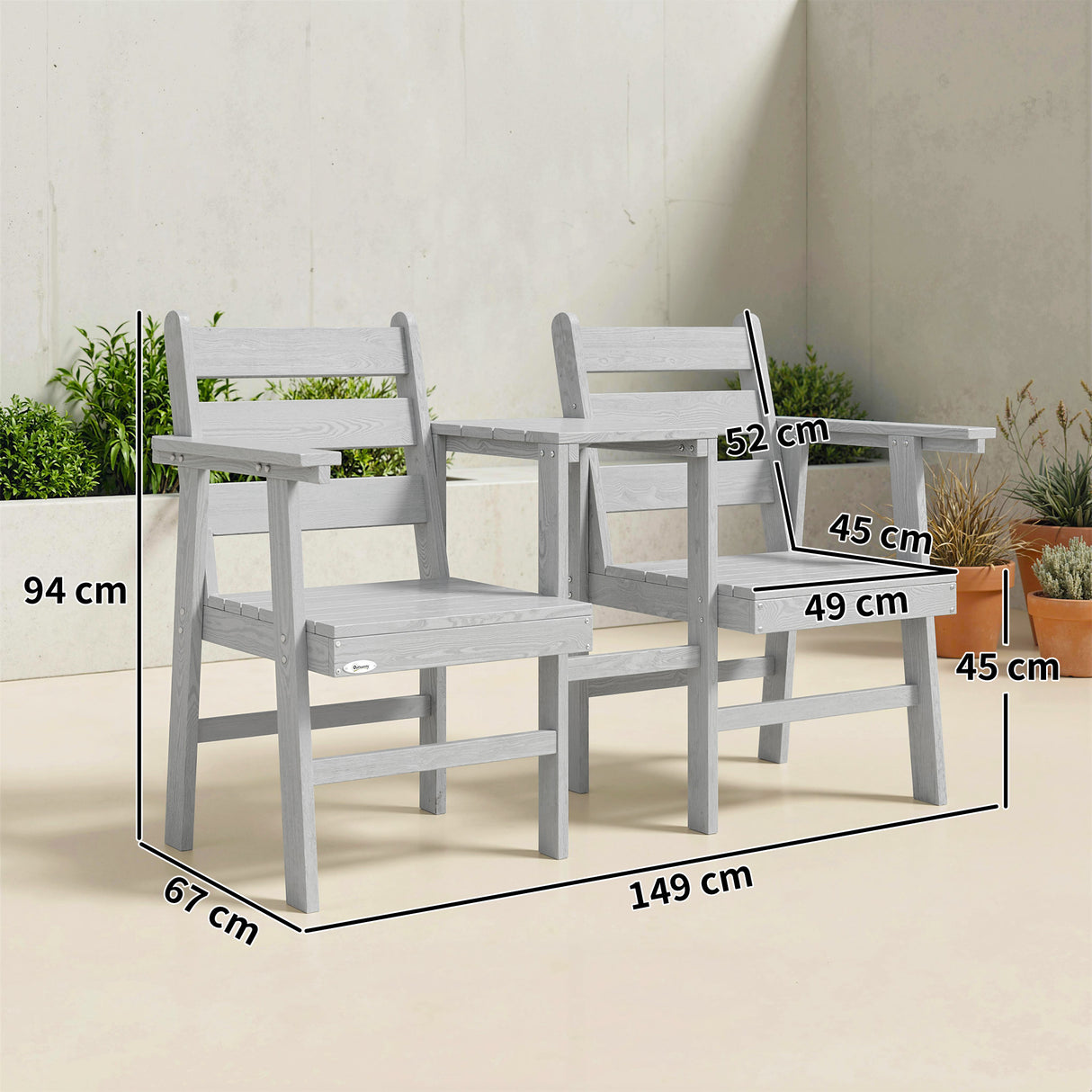 Fir Wood 2 Seater Garden Bench Loveseat - Velmora