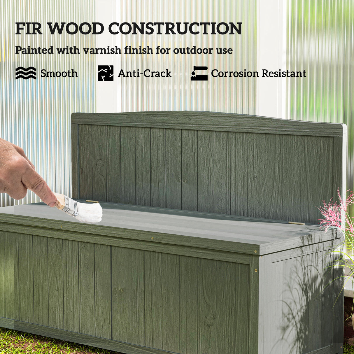 Fir Wood 2 Seater Outdoor Garden Storage Bench - Velmora