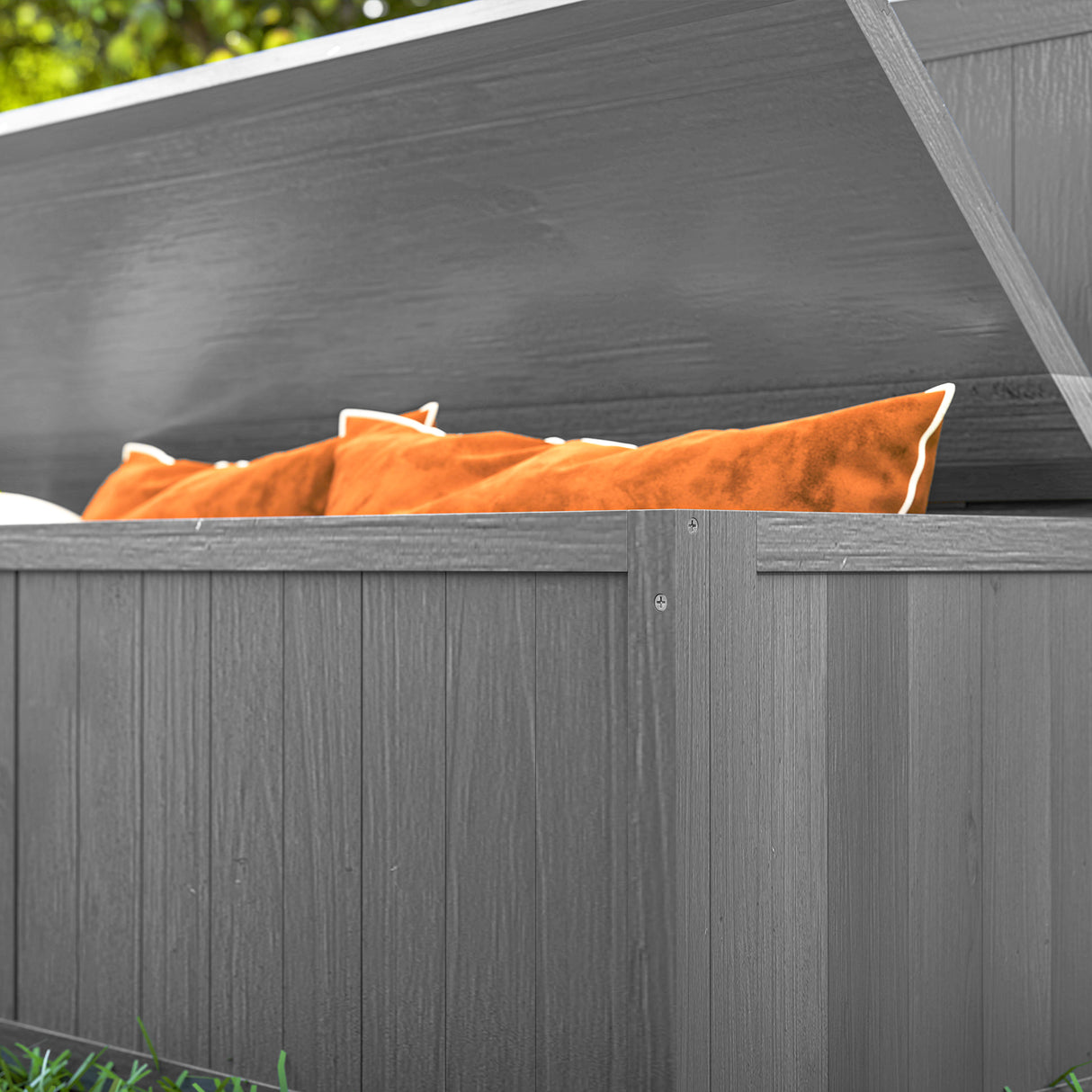 Fir Wood 2 Seater Outdoor Garden Storage Bench - Velmora