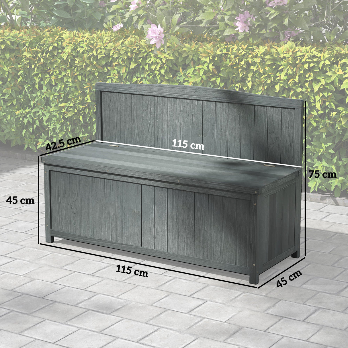 Fir Wood 2 Seater Outdoor Garden Storage Bench - Velmora