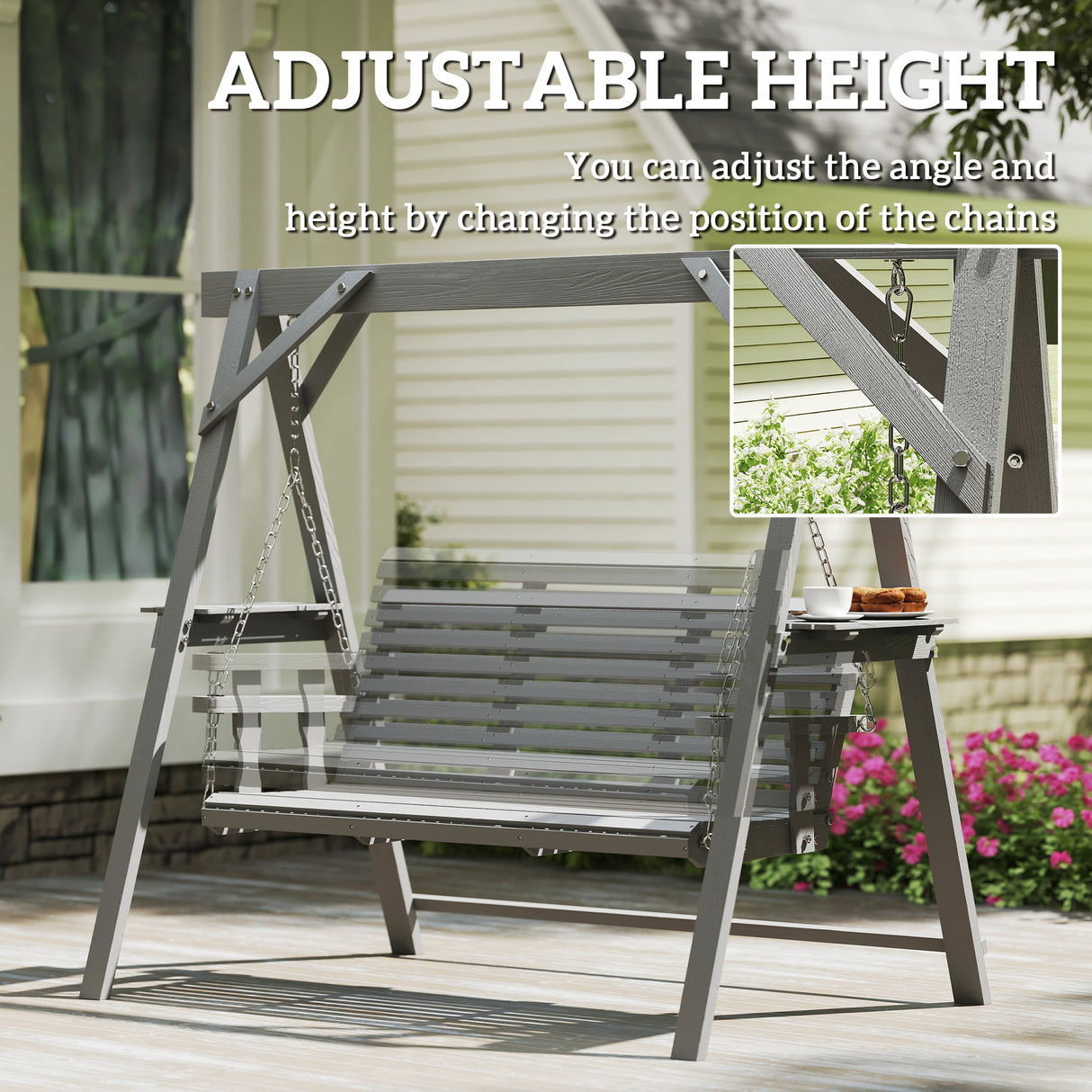 Fir Wood 3 Seater Swing Garden Bench in Rectangular - Velmora