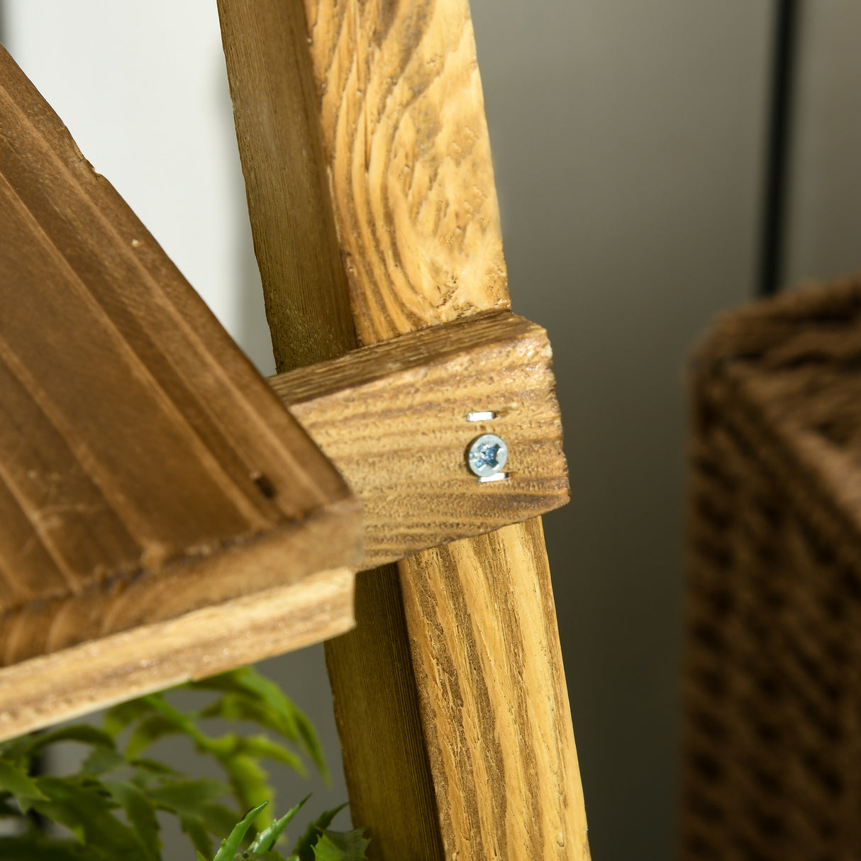 Fir Wood 3 Tier Folding Plant Stand 60cm Wide - Velmora