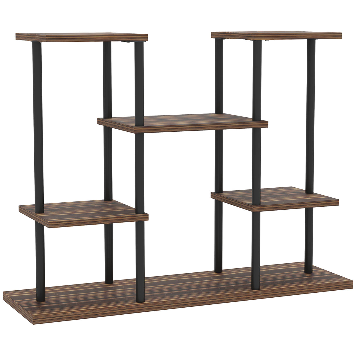 Fir Wood 4 Tier Plant Stand 80cm Wide With Metal Frame - Velmora