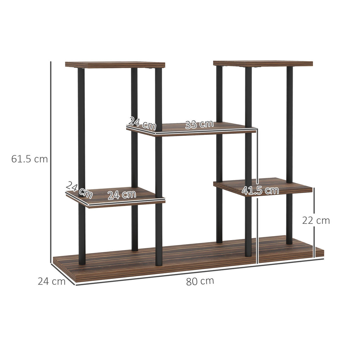 Fir Wood 4 Tier Plant Stand 80cm Wide With Metal Frame - Velmora