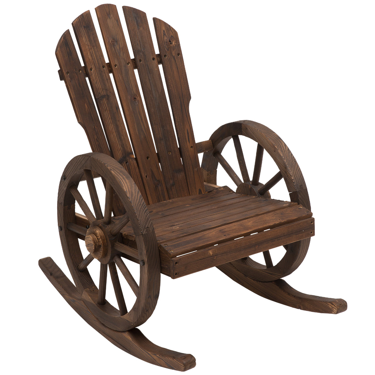 Fir Wood Adirondack Reclining Rocking Armchair - Velmora