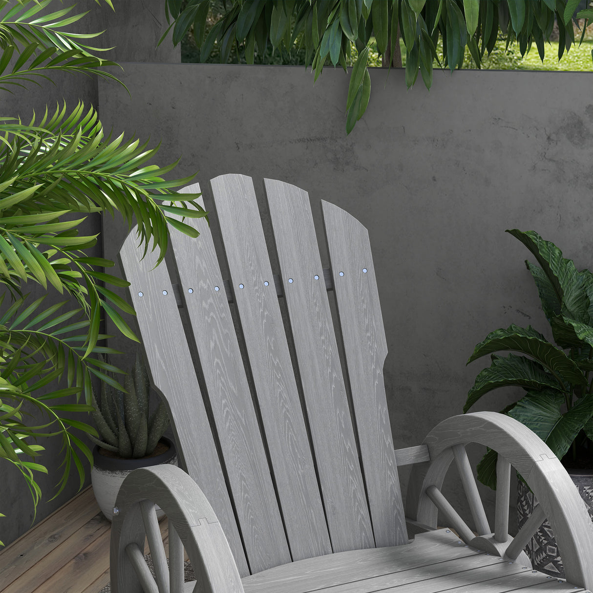 Fir Wood Adirondack Reclining Rocking Armchair - Velmora