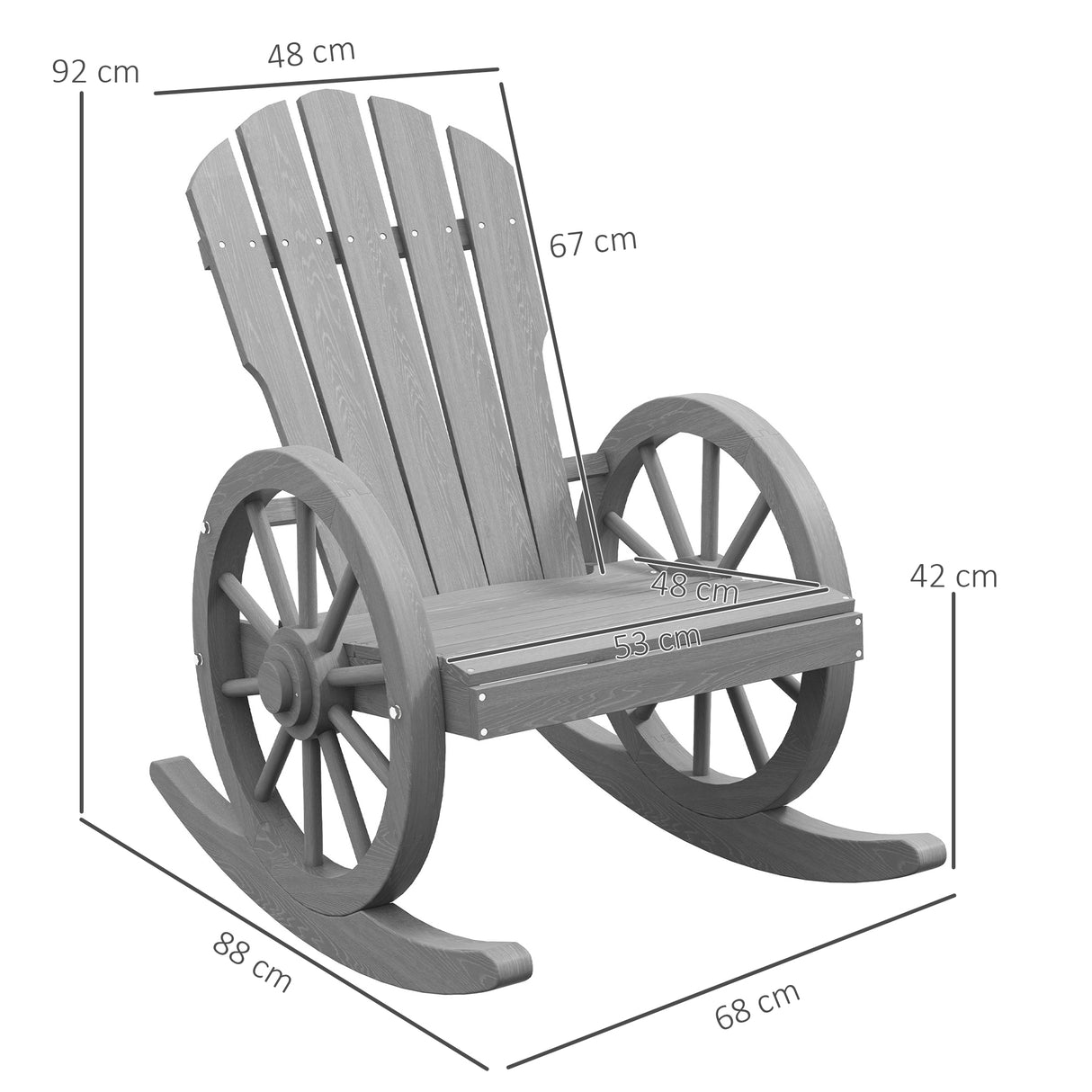 Fir Wood Adirondack Reclining Rocking Armchair - Velmora